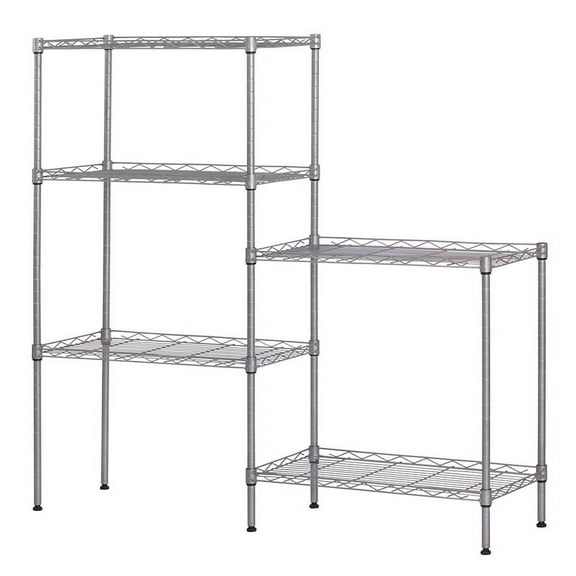 Storage Rack Floor Standing Carbon Steel Changeable Assembly, Silver