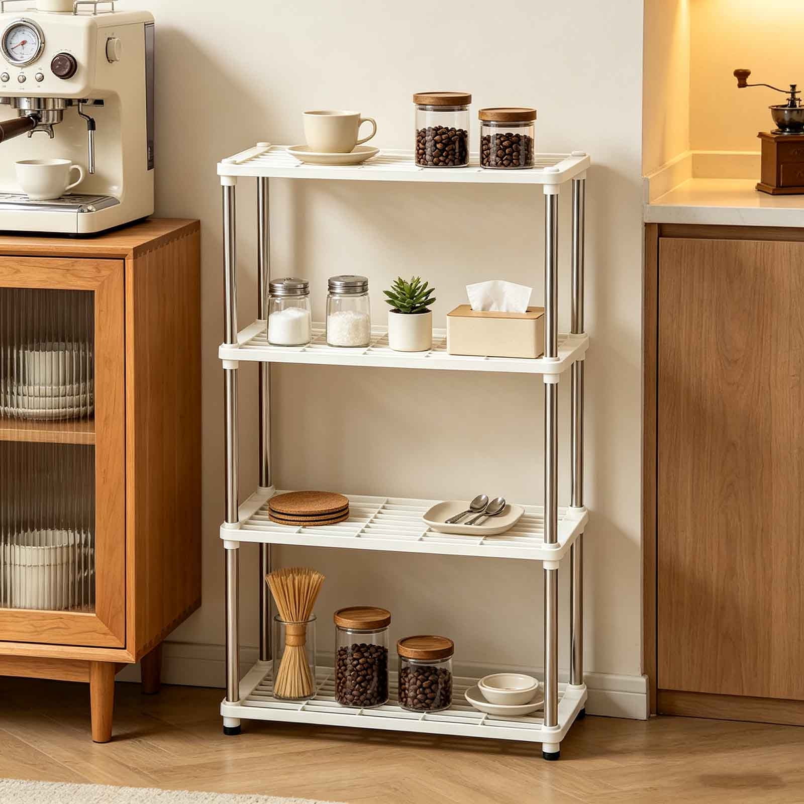 Kitchen Unit Racks Storage Rack Floor Standing Shelf, Multi-Tier Organizer for Kitchen ...