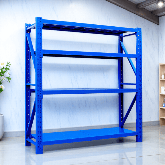 Storage Rack Heavy Duty Metal Garage Shelving Unit, 4-Tier Storage Rack, Steel Industrial Shelves, Basement/Warehouse Adjustable Vertical Shelves