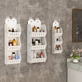 thumbnail image 1 of Storage Rack Organizer, 3-tier Wall-mounted Pvc Bathroom Shelves for Shampoo and Towels, Waterproof Laundry Room Storage with Hanging Rings, Space-saving White Decor, Topliu, 1 of 9