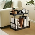 thumbnail image 1 of Storage Rack Organizer Black Plastic | 2-Tier H-Frame Shelf for Living Room, Kitchen, Bathroom, Bedroom | Durable Raised Edge, 15.75x15.35x8.66in, Easy Assembly, Modern Design, 1 of 7