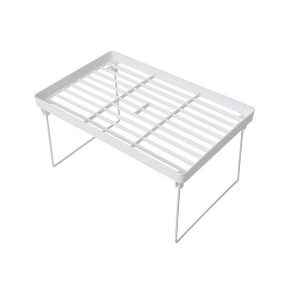Storage Rack White Wire Stacking Cabinet Shelf Stackable Foldable Stand Rack, 12.4" L x 7.87" D x 6.3" H(White, One Size)Desk Countertops Storage Holder Shelf Saving Shelf Small Containers with Lids