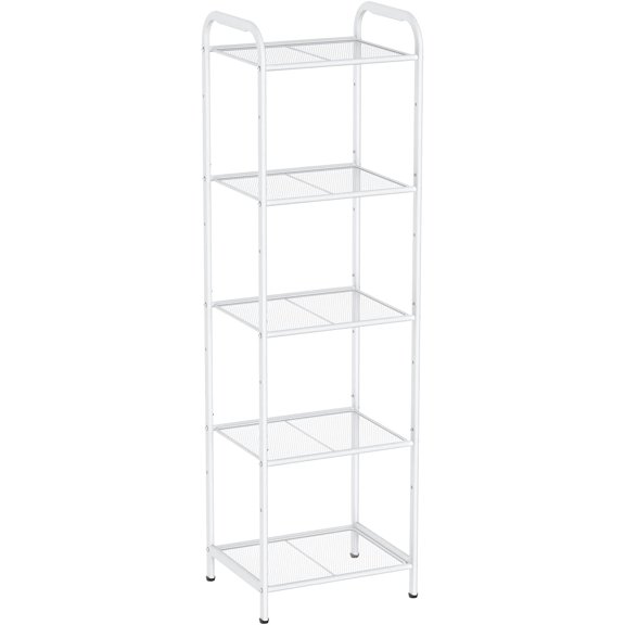 Storage Rack with Shelf, Industrial Style Extendable Plant Stand, Standing Shelf Units for Kitchen, Bathroom, Office, Living Room, Balcony (White)
