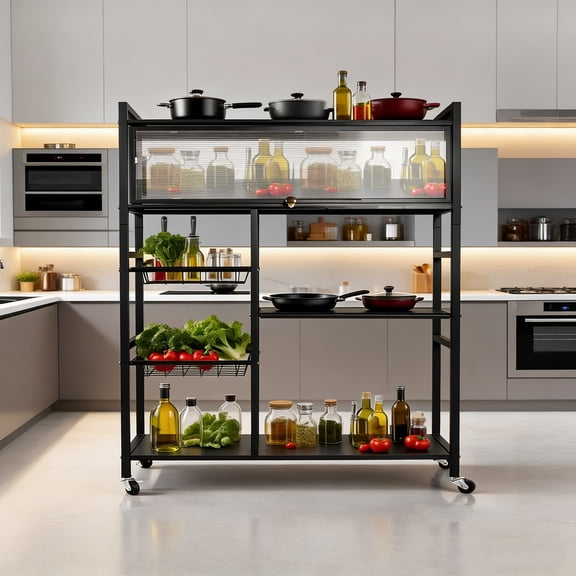 Storage Rack, with Wheels, Lidded storage shelf
