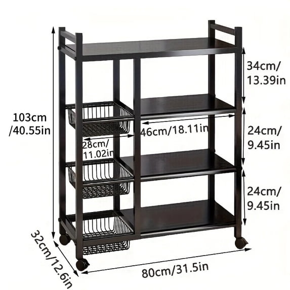 Storage Rack, with Wheels, size difference