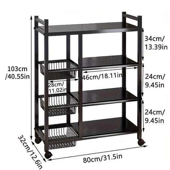 Storage Rack, with Wheels, size difference