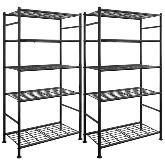 Storage Racks - 2 Pack  5-tier Freestanding Steel Shelving Units With Reinforced Frame Adjustable Garage Organization Shelves For Warehouse Basement Workshop 33.5" X 12.6" 72" Black