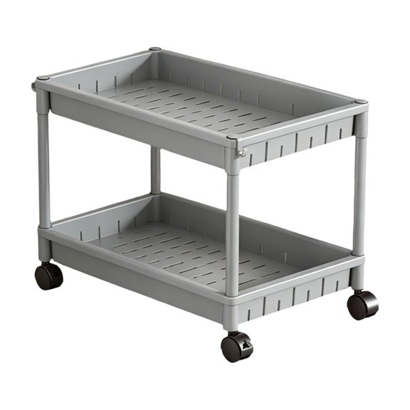 Storage Rolling Cart, 2 Tier Laundry Room Organization Utility Cart Bathroom Organizer Mobile Shelving Unit Shelves Multi-Functional Trolley, Gray