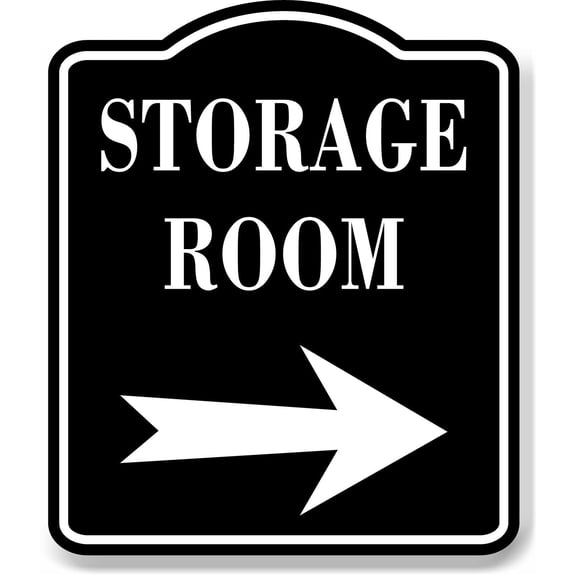 Storage Room Right Arrow BLACK Aluminum Composite Sign, 20"x24"