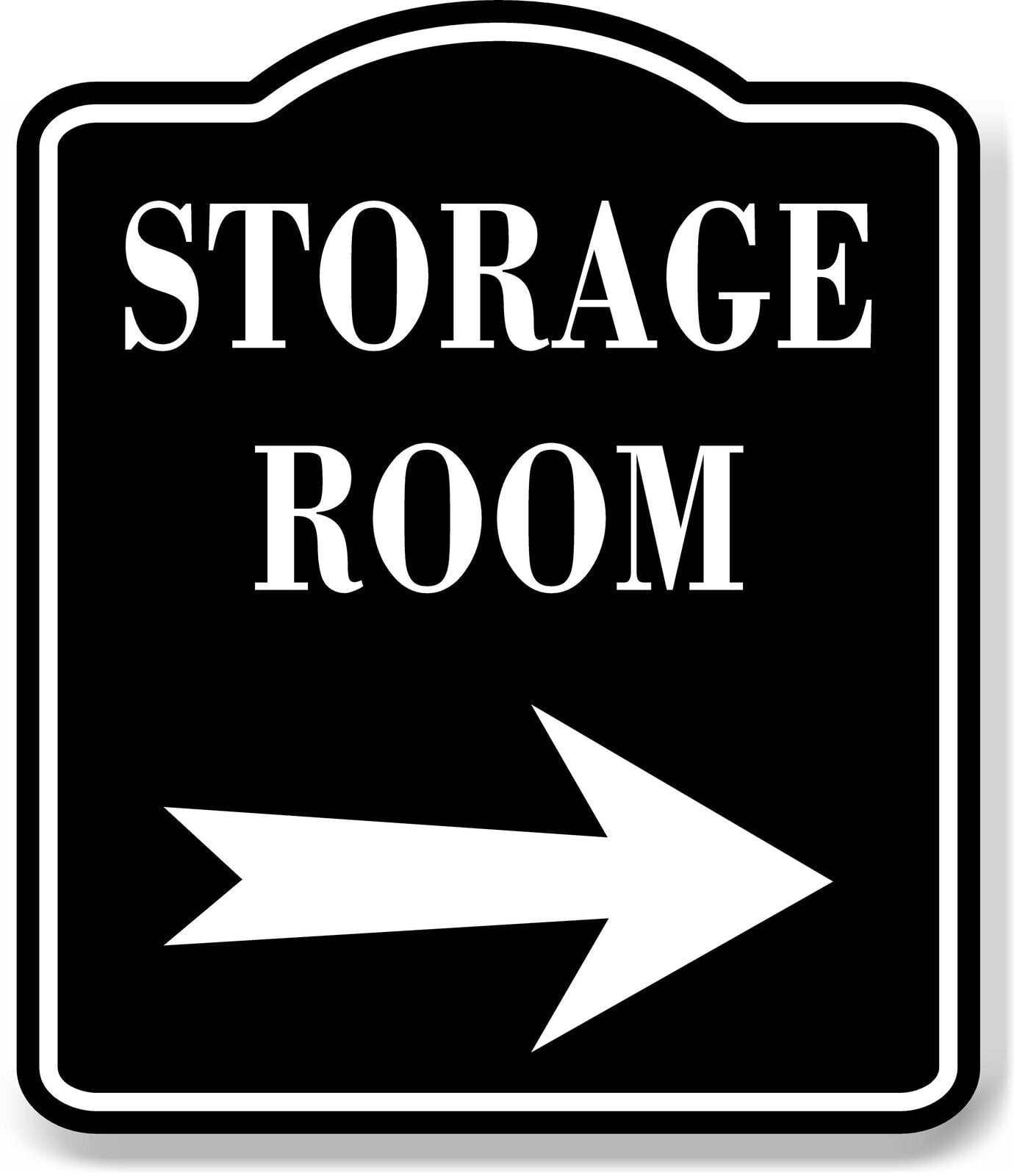 Storage Room Right Arrow BLACK Aluminum Composite Sign, 8.5