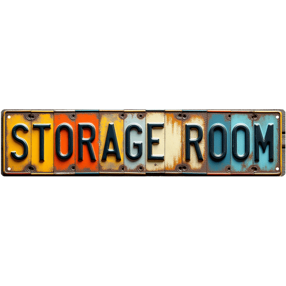 Storage Room Tin Sign - 16x4 Inch - Ideal for Garage, Basement, Man Cave Decor - Functional Signs, Organized Decor
