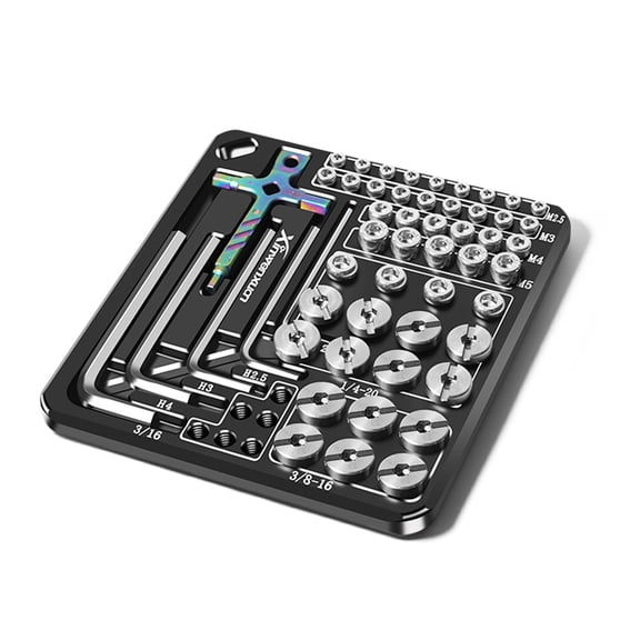 Storage Screws And Hex Keys Storage Plate Kit With 6pcs Hex Keys & 47pcs Stainless Steel Hex Keys M2.5 M3 M4 M5 1/4-20 3/8-16 Compatible With Camera Cages Photography Accessories