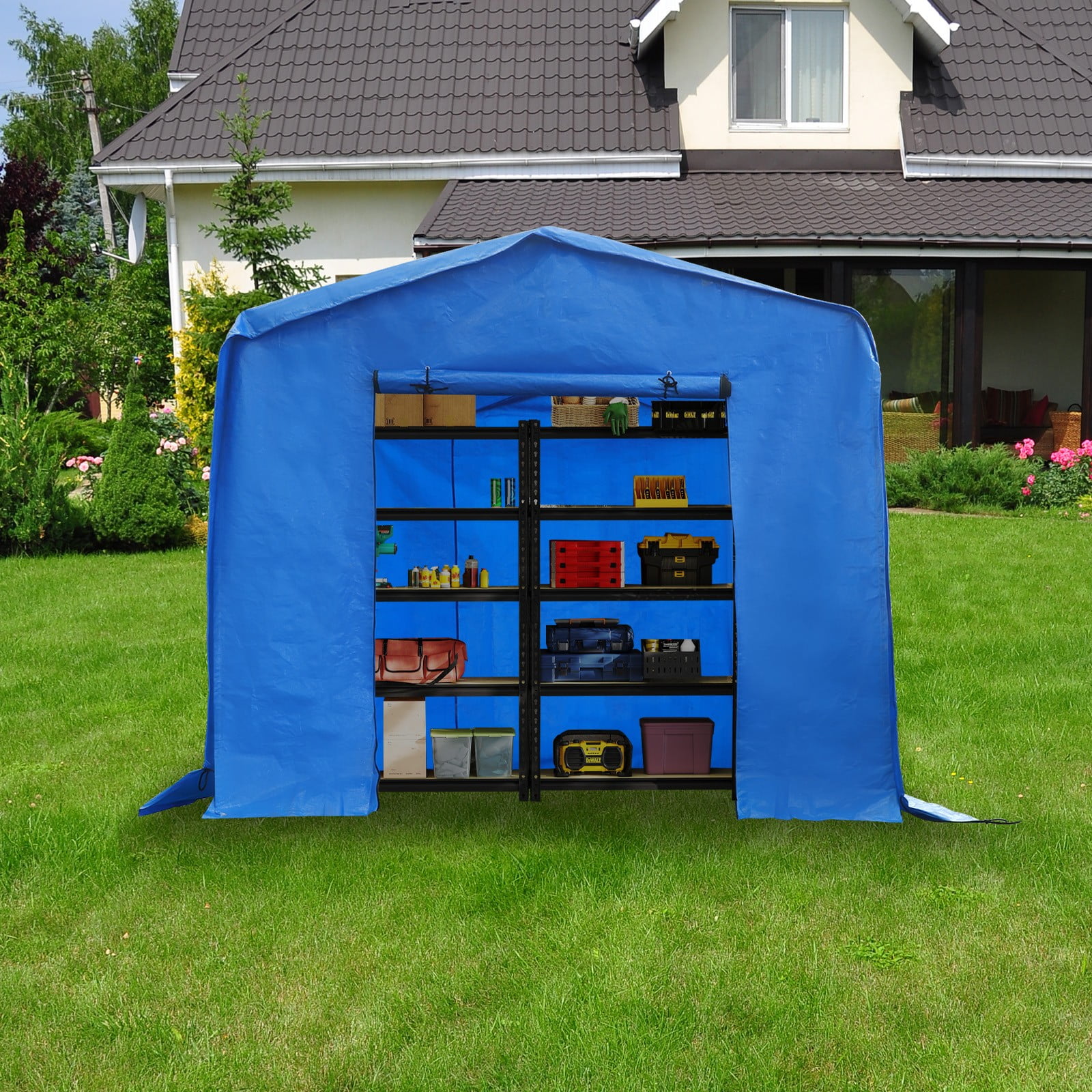 Storage Shed, 8' x 8' Shed, Garden Shed, Outdoor Storage Shed with Metal Frame