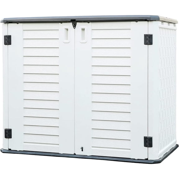 Hemoton Outdoor Buffet Cabinet White Plastic Storage Cabinet with Weatherproof Design