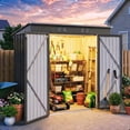 thumbnail image 1 of Storage Shed, Lofka 6x4 FT Outdoor Metal Shed, Lockable Double Doors Garden Tool Shed for Bike, Lawn Mower Storage, Waterproof Galvanized Steel, Grey, 1 of 15
