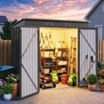 thumbnail image 1 of Storage Shed, Lofka 6x4 FT Outdoor Metal Shed, Lockable Double Doors Garden Tool Shed for Bike, Lawn Mower Storage, Waterproof Galvanized Steel, Grey, 1 of 15
