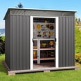 thumbnail image 1 of Storage Shed with Sliding Doors, Lofka 8'x6' Metal Garden Shed Clearance with Windows,for Outdoor Storage|Patio|Backyard, Grey, 1 of 9