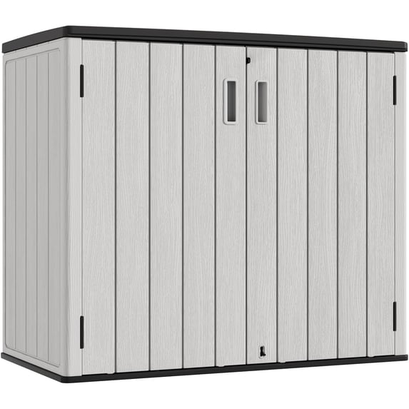 Hemoton Outdoor Garage Cabinet Grey Plastic Utility Storage Cabinet for Patio and Garden