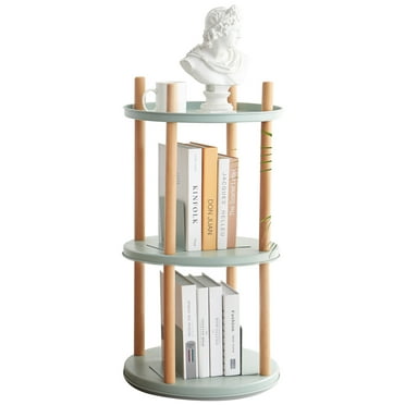 Primary Living Space Cabinets Storage Shelf, 360° Rotating Bookshelf, 3 Tier Bookcase w/ Large-Capacity Storage Space, Multifunctional Storage Rack, Compact Design, Standing Shelf for Living Room, Be