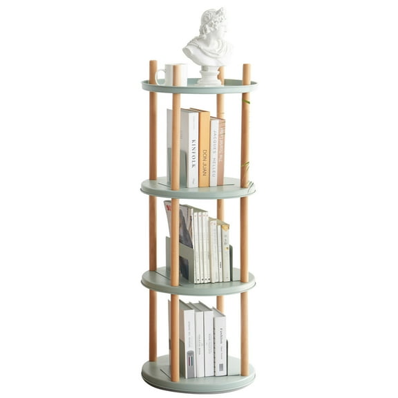 Storage Shelf, 360 Rotating Bookshelf, 4 Tier Bookcase with Large-Capacity Storage