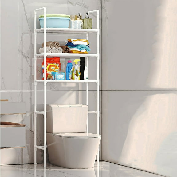 Storage Shelf for Bathroom Space Saver Over Toilet Rack Storage Organizer Rack Floor-to-ceiling Over The Toilet Storage,3 Tier Bathroom Organizer Shelf,Freestanding with Toilet Paper Holder