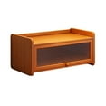 thumbnail image 1 of Storage Shelf Cabinet, Desktop Organizer Rack, Dirt Proof 2 Layer Display Cabinet with Door for Coffee and Tea Cups, Wood Material, Compact Space Saving Design, Coffee Color, 35x20x27cm, 1 of 9