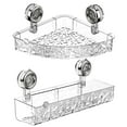 thumbnail image 1 of Storage Shelf, Ongmies 2Pcs Suction Cup Shelf Removable Multifunctional Triangle and Rectangular Storage Bathroom Shower Basket Wall Mounted Storage Shelf, Shelf, 1 of 8