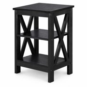 Storage Shelf X-Design Nightstand, Side End Table for Bedroom and Living Room