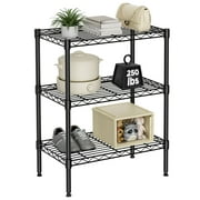 Storage Shelves 24"W x 14"D x 30"H,3-Tier Heavy Duty Garage Shelving Unit, 250lbs per Shelf Metal Storage Rack Adjustable Wire Shelves for Kitchen, Pantry, Closet, Laundry, Bathroom