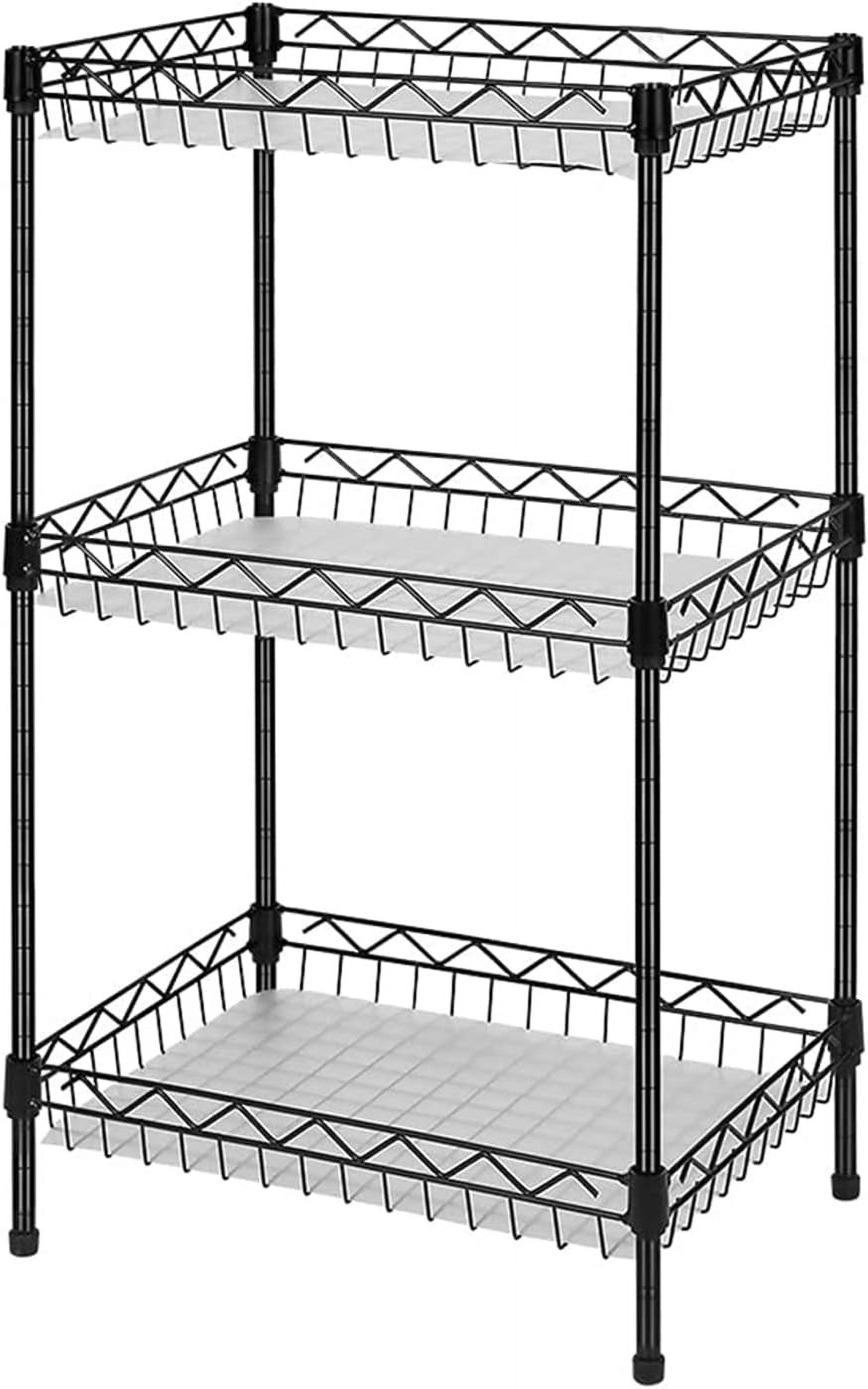31 Inch Deep Storage Rack Storage Shelves, 3-Tier Wire Shelving Unit with Baskets Storage Rack ...