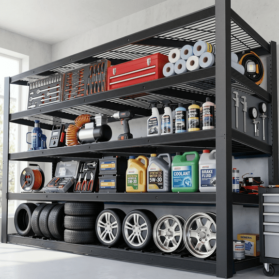 Xiweot Heavy Duty Garage Storage Shelves 3050 lbs, 5-Tier Adjustable Metal Storage Shelves, 84" x 24" D x 55" W Large Shelving Unit, Industrial Garage Storage Rack for Basement Warehouse