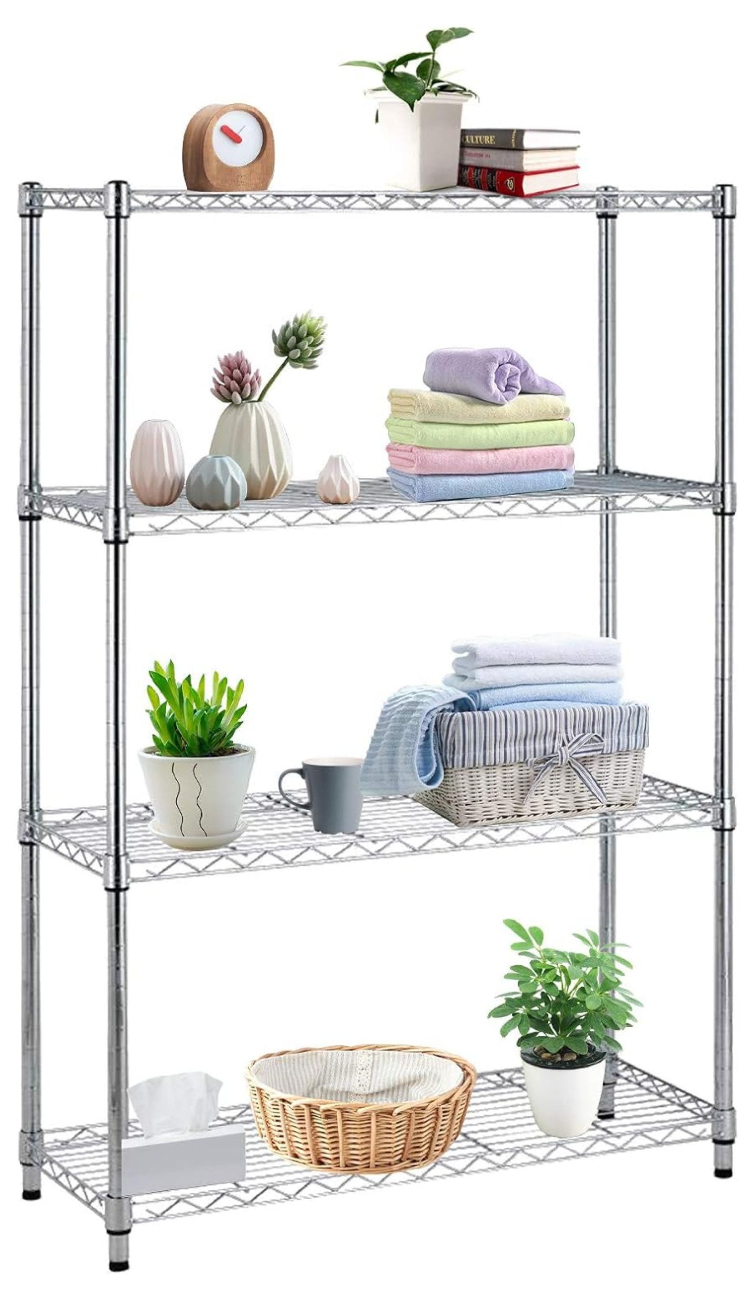 Storage Shelves Tier Wire Shelving Unit Heavy Duty Metal Shelf With