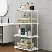 Storage Shelves under $5! Bzdzmqm 4-Tier Storage Shelves Independent Unit, Plastic Shelving for Pantry Kitchen Bathroom, Connectable Storage Rack for Home, Multi-Purpose Organizer