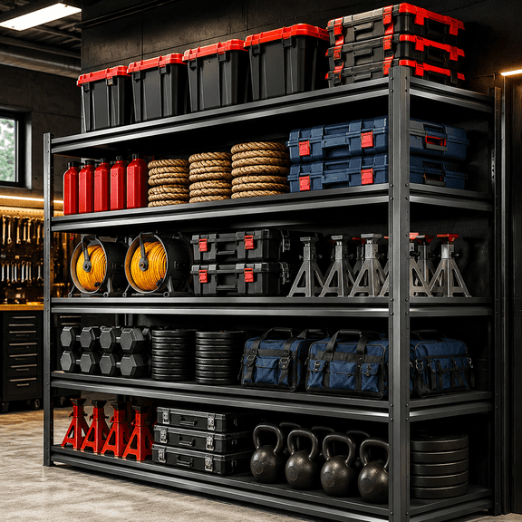 Storage Shelves, 5-Tier Garage Shelving, Adjustable Heavy Duty Shelving Units, Metal Industrial Utility Organizer Storage Racks for Basement, Kitchen, Warehouse, Pantry,16" D36" W72" H