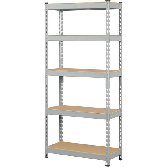 27.5 x 12x 60 Inch 5-Tier Utility Shelves, Metal Storage Shelves, Adjustable Shelving Units, Boltless Assembly, Garage Shelves, Shed Shelving for Warehouse, Garage Shed, Basement- Light Gray
