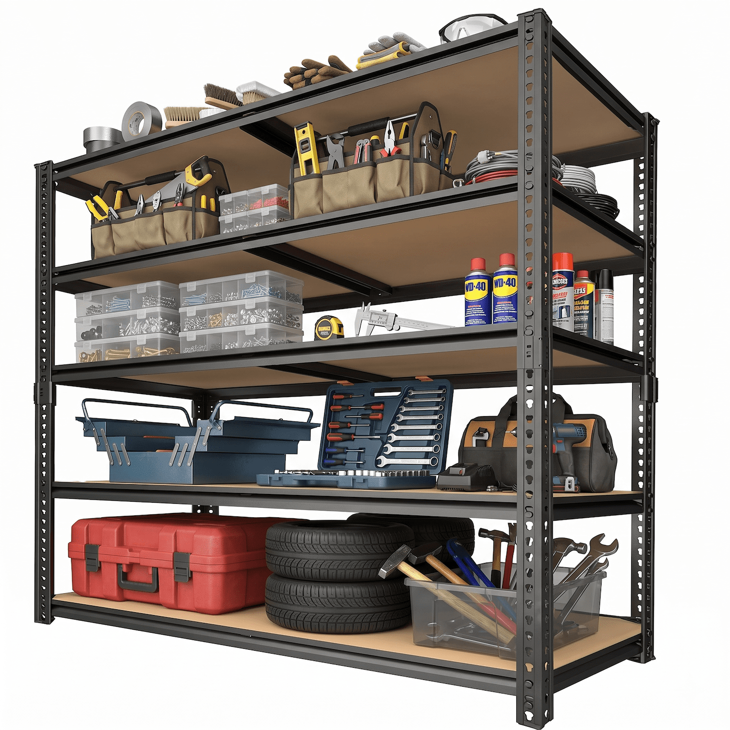 Xiweot 2000LBS Heavy Duty Garage Storage Shelves, 60" H Metal Adjustable Shelves, 5-Tier Freestanding Shelving Units Industrial Shelving for Warehouse Basement Pantry, Easy Assembly