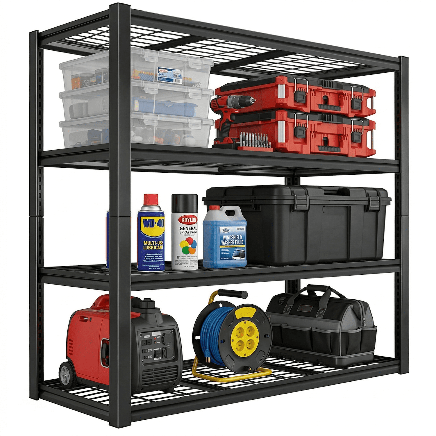 Heavy Duty Garage Shelving Unit, 2240 lbs Metal Storage Shelves, Adjustable Steel Shelving Rack, 39.37"W x 19.6"D x 60"H, 4-Tier Freestanding Industrial Shelf for Garage, Basement, Warehouse