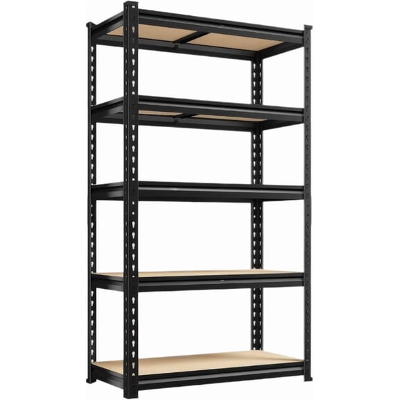 Storage Shelves, 5-Tier Metal Rack, Adjustable Height, 60" Tall