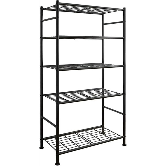 Storage Shelves - 5 Tier Shelf Organizer, Heavy Duty Garage Shelving Unit with Leveling Feet, Stable Metal Shelves Organizer for Pantry, Kitchen and Closet, 33.0" W x 12.6" D x 72.0" H, Black