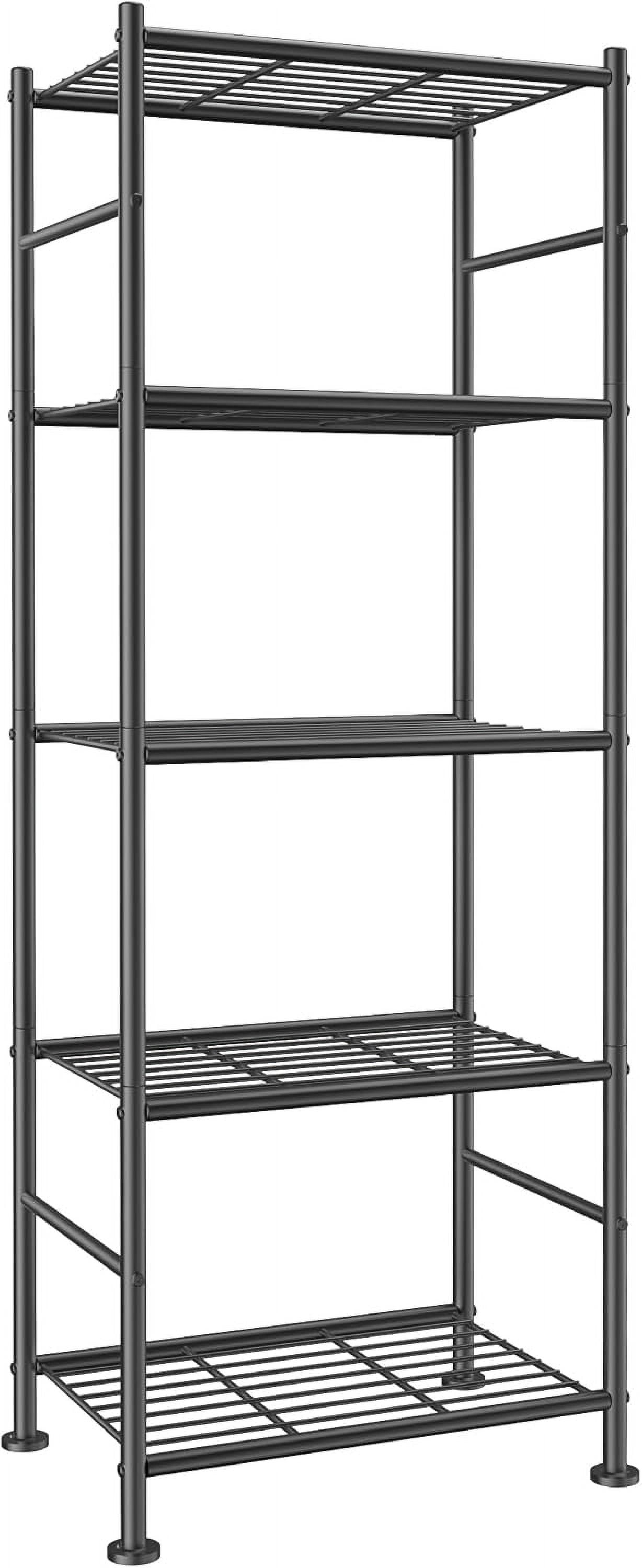 Storage Shelves - 5 Tier Shelf Organizer, Sturdy Metal Garage Shelving ...