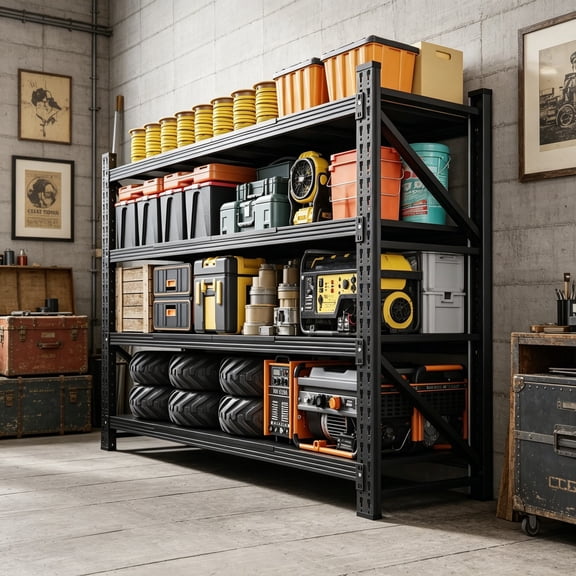 Storage Shelves, 5000 lbs Garage Shelving Unit, Metal Shelving Adjustable Storage Shelves Heavy Duty for Garage, Supermarket, Warehouse, 71"W x 24"D x 70"H