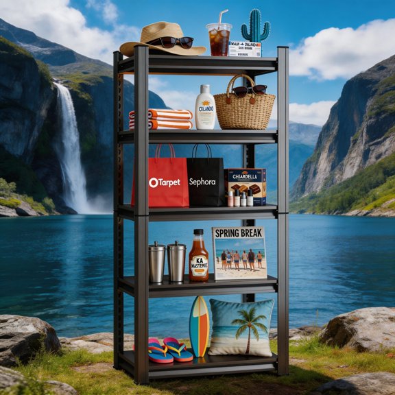 Storage Shelves, 72" H Garage Shelving, 5-Tier Adjustable Garage Shelves, 3000LBS Metal Shelving for Basement, Garage, Warehouse, Pantry, 16"D x 46"W x 72"H, Black