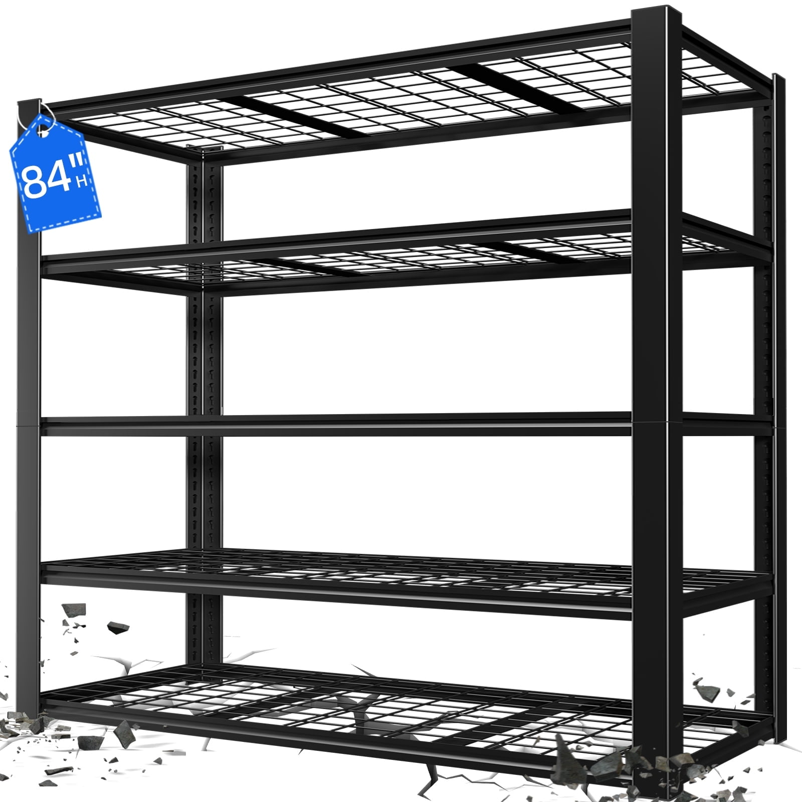 Storage Shelves 84''H Garage Shelving 3000LBS Metal Shelving 5 Tier ...