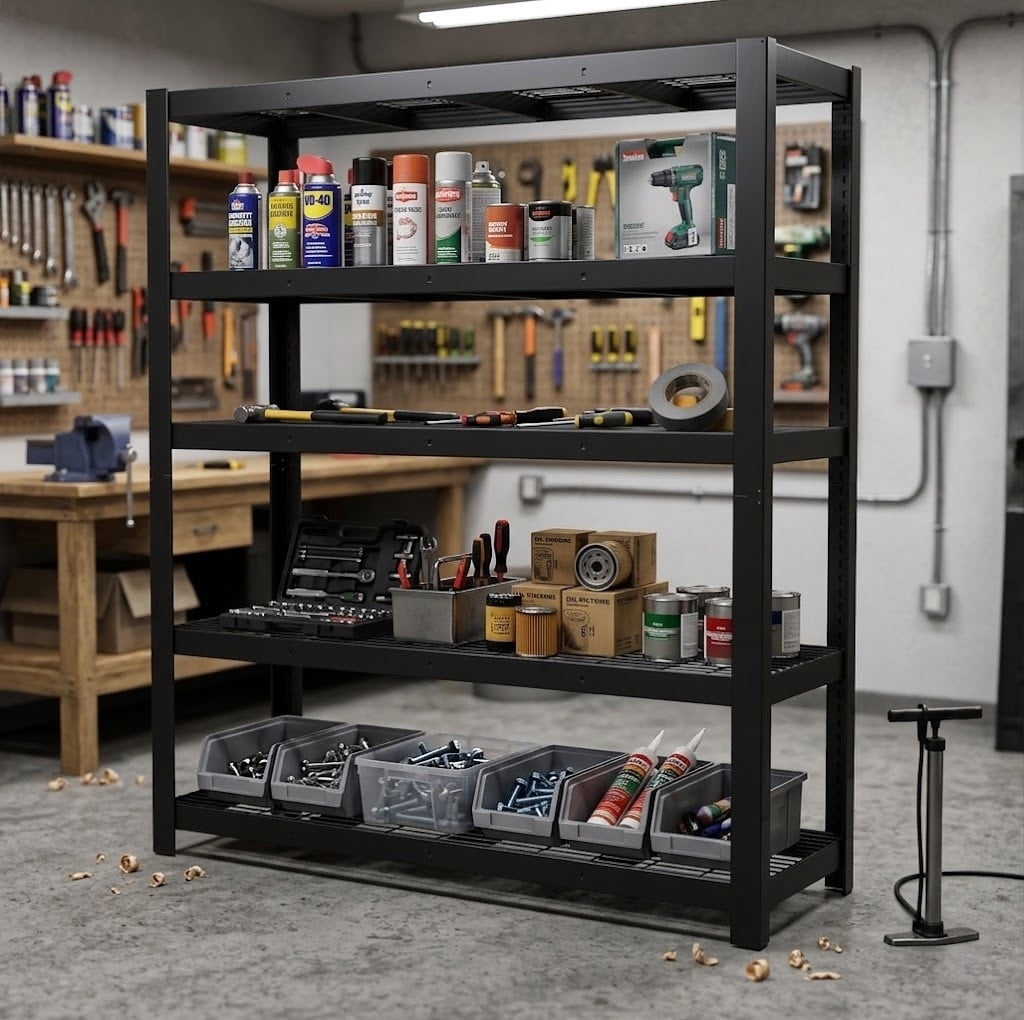 Storage Shelves Heavy Duty Metal Shelving, 84" H Adjustable Garage Shelves, Metal Storage Shelves Metal Shelf for Garage