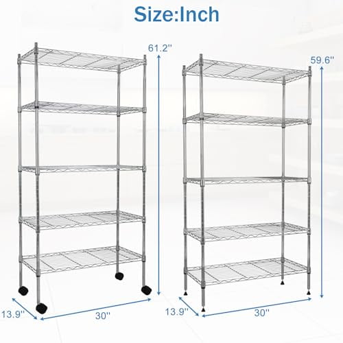 Storage Shelves Heavy Duty Metal Shelving Unit with Leveling Feet, 5 ...