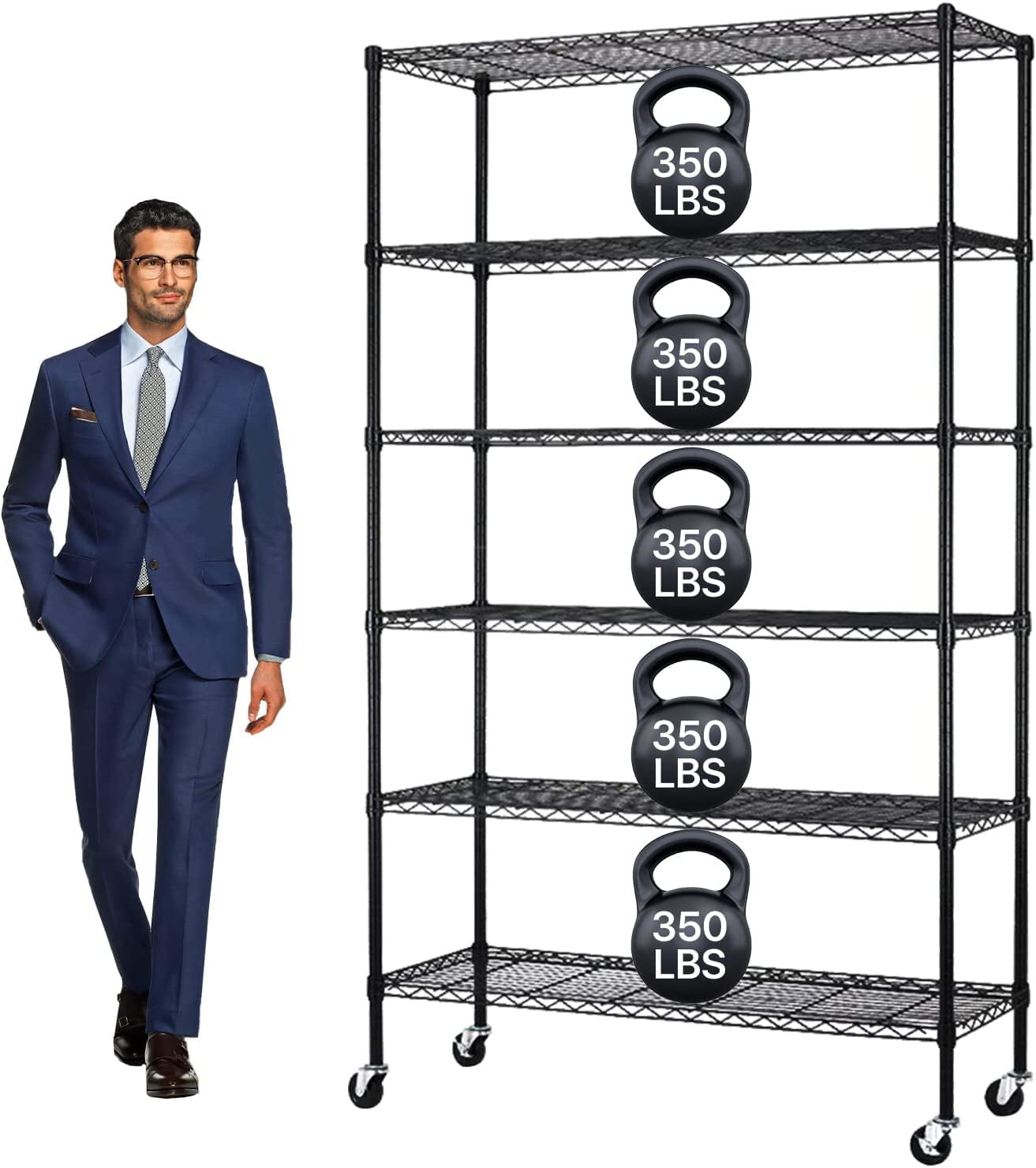 Storage Shelves Metal Shelf Wire Shelving Unit with Wheels 6 Tier NSF Certification Adjustable