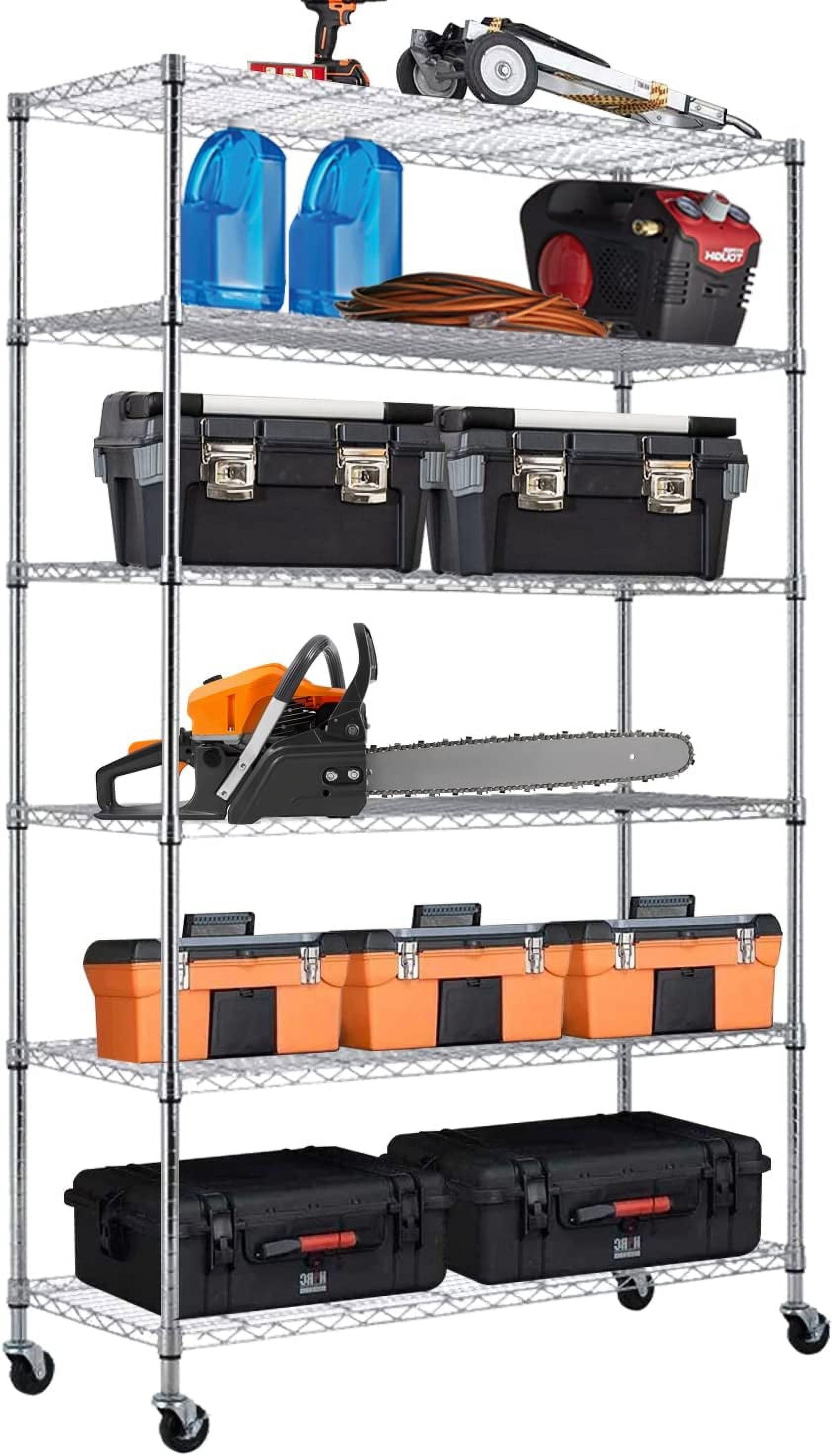 Storage Shelves, Metal Shelf with Wheels, Height Adjustable, NSF ...