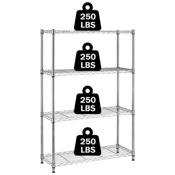 Storage Shelves NSF Metal Shelf 4-Tier Wire Shelving Unit 36''L×14''W×54''H Height Adjustable Storage Shelf Heavy Duty Shelving Storage Rack for Kitchen Office Pantry Bathroom Garage, Chrome