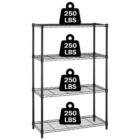Storage Shelves NSF Metal Shelf 4-Tier Wire Shelving Unit 36''L×14''W×54''H Height Adjustable Storage Shelf Heavy Duty Shelving Storage Rack for Kitchen Office Pantry Bathroom Garage, Black