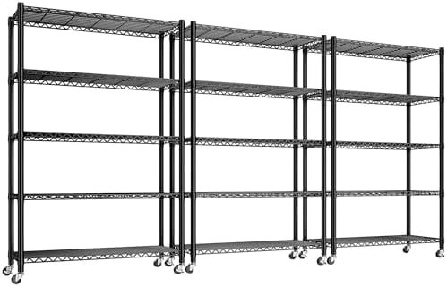 3-Tier Heavy Duty Wire Shelving Unit With Wheels - 39.37" Tall, 350lbs Per Shelf, Powder Coated